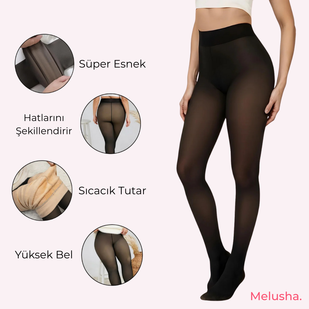 Ten Görünümlü İçi Polarlı Termal Külotlu Çorap