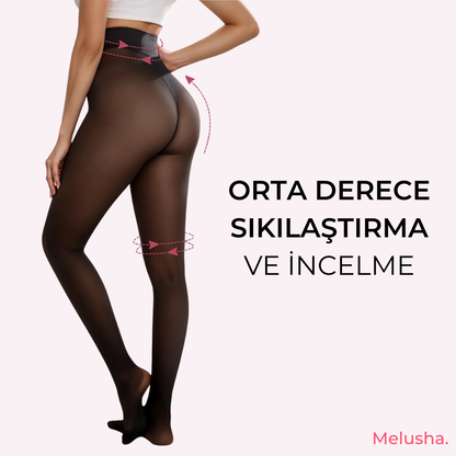 Ten Görünümlü İçi Polarlı Termal Külotlu Çorap